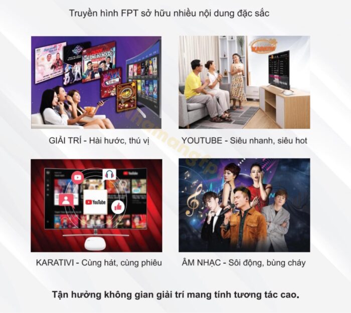 Truyền hình FPT sở hữu nhiều nội dung phong phú và đặc sắc. Truyền hình FPT sở hữu nhiều nội dung phong phú và đặc sắc.