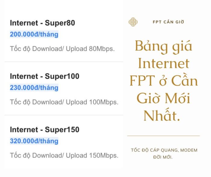 Bảng giá internet FPT ở Huyện Cần Giờ áp dụng từ 01/01/2022.