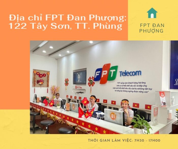 Địa chỉ FPT Huyện Đan Phượng tọa lạc ở 122 Tây Sơn, Thị trấn Phùng.