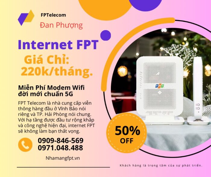 Chỉ từ 220k/tháng, quý khách đã sở hữu đường truyền internet FPT với tốc độ lên đến 150Mpbs.