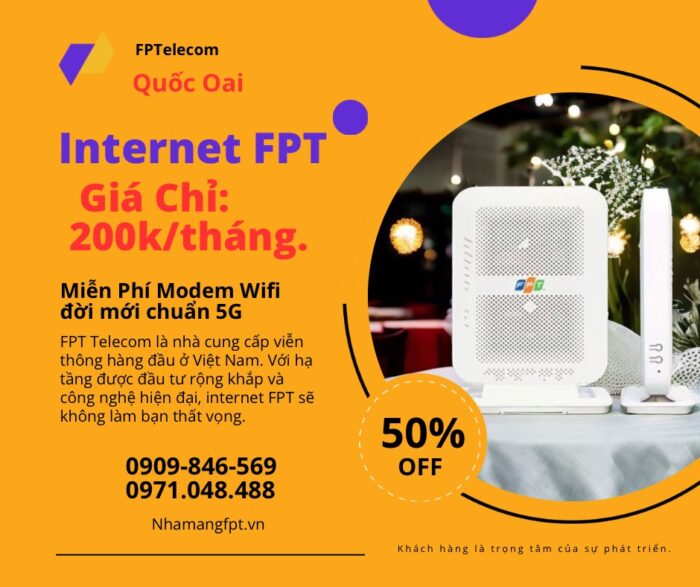 Chỉ với 200k/tháng quý khách sẽ có ngay đường truyền internet FPT ở Quốc Oai lên đến 150Mpbs.